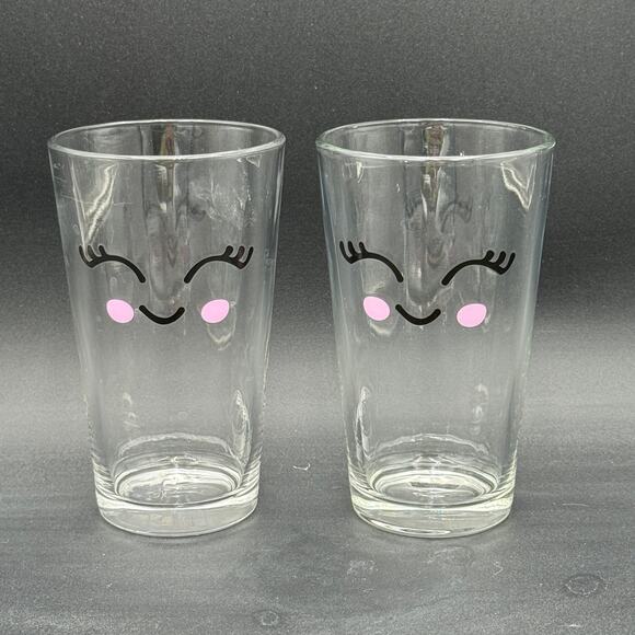 Kawaii Face Set of 2 Bubble Tea Glasses - Picture 1 of 5